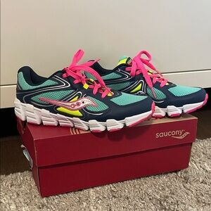 Saucony Teal and Pink Athletic Sneakers